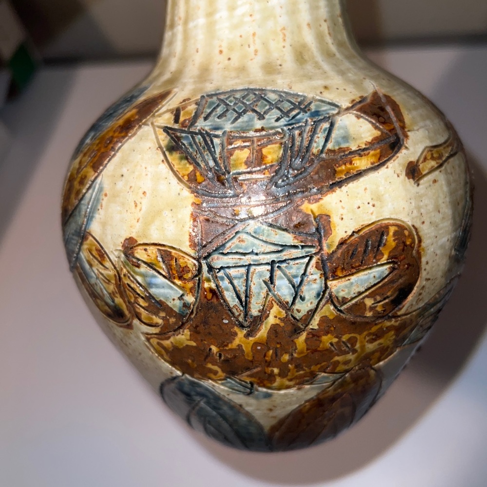 Vintage ОМС Otagiri Japan Stoneware Vase Bird Themed - Picture 9 of 13